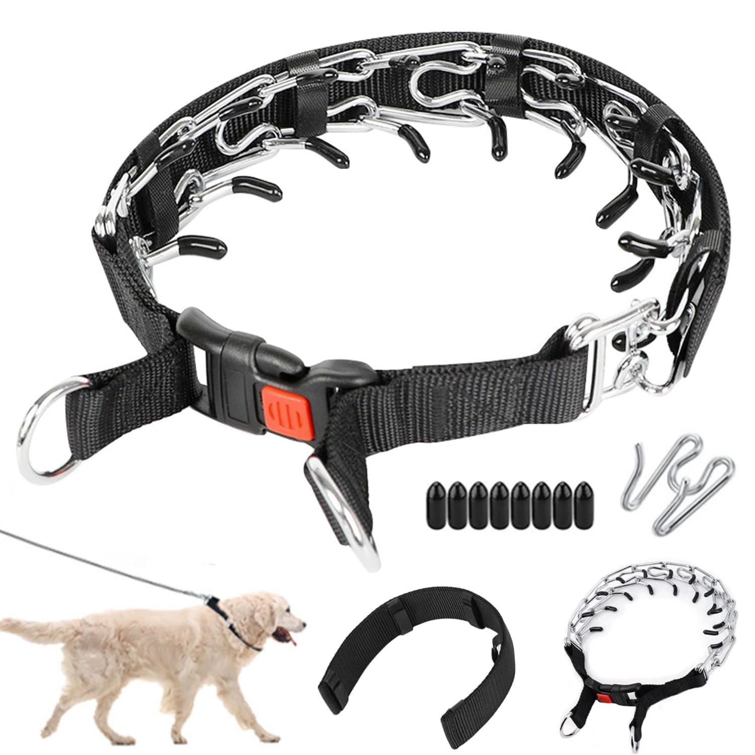 Collar de adiestramiento con púas para Perro Collar de Cadena Ajustable Conjunto de Collar y Correa para Perro para Perros de tamaño Mediano a Grande (XL)