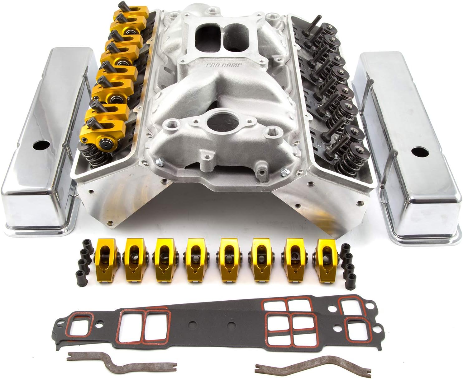 Speedmaster PCE435.1005 Compatible with Chevy SBC 350 Straight Plug Solid FT Cylinder Head Top End Engine Combo Kit