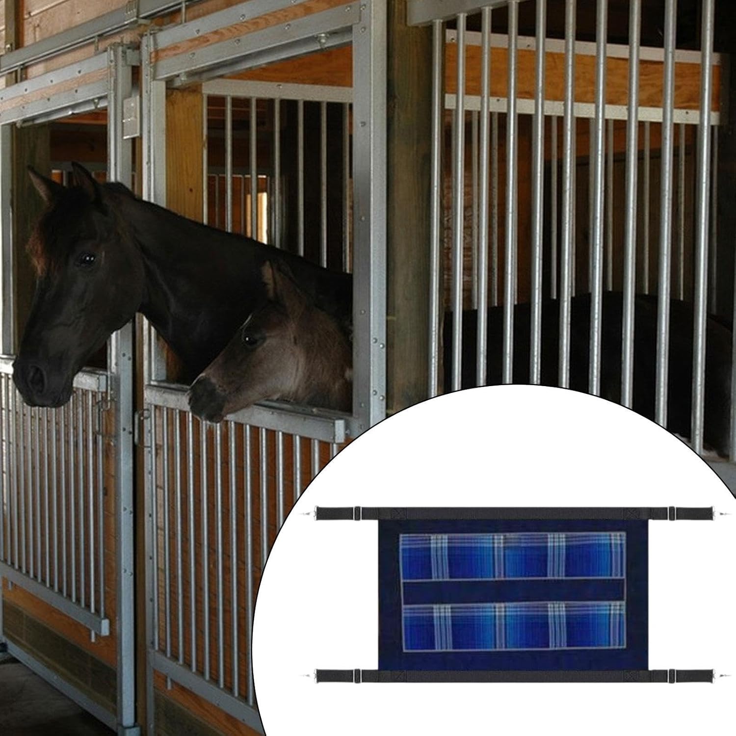 Stall Guard Barn Guard Oxford Cloth Keep Horses Securely and Comfortable Easy Install with Adjustable Straps Stall Gate Guard, Red(Blue)