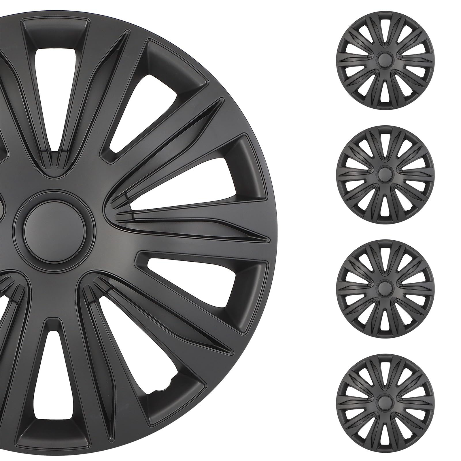 SCITOO 4-Pack Black Matte Wheel Hubcap Fit 17 Inch Tire &amp; Wheels for All Models