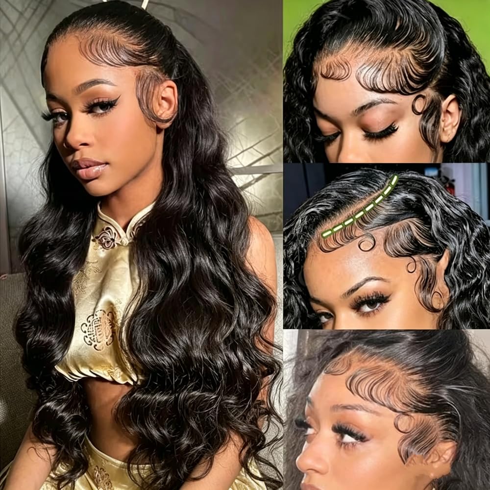 Haarpflege Körperwelle Transparente Lace-Front-Perücke Echthaar 180 Dichte Für Frauen(18inches)