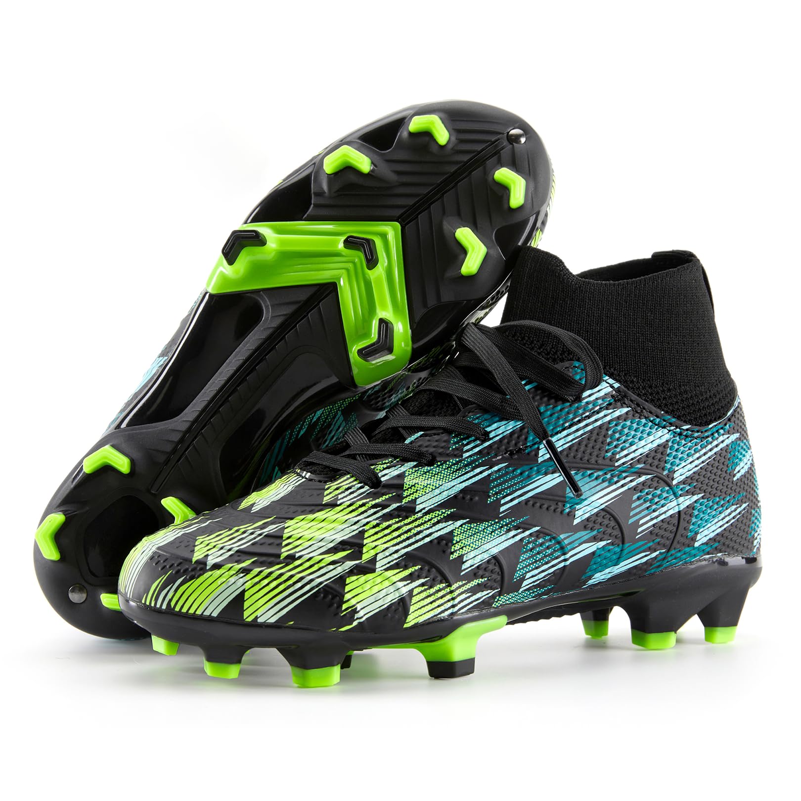 PATPAT Kids Soccer Cleats–Boys Girls High Top Outdoor Firm Ground and Turf Football Training Shoes