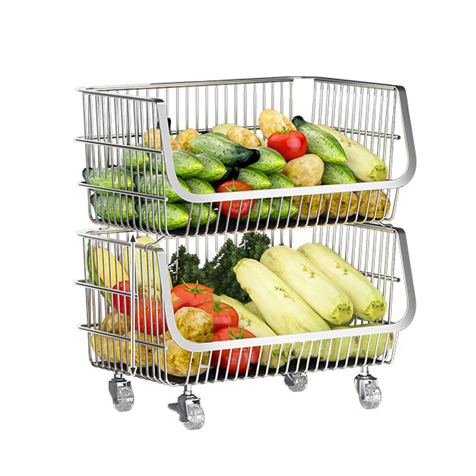 Carrito organizador de cocina con ruedas ideal para guardar frutas frescas y verduras