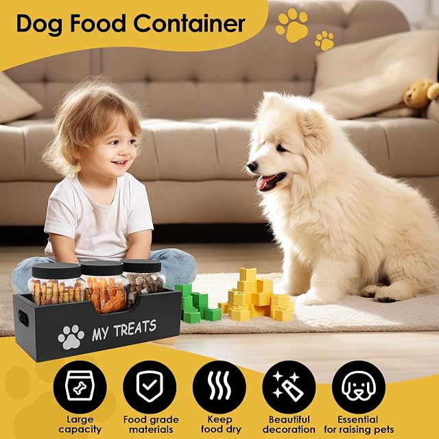 Foto 2 de 8 de Contenedor de comida para perros con 3 frascos para golosinas de plástico