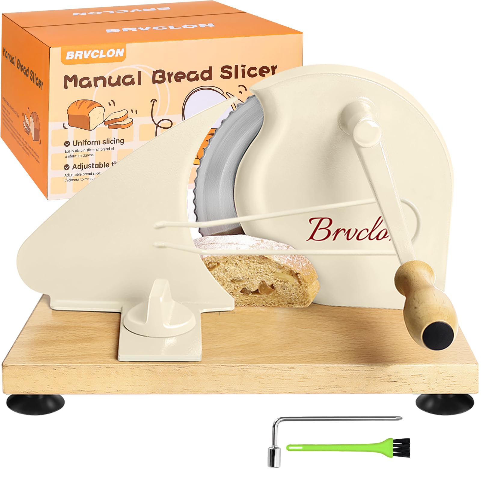 Manual Bread Slicer for Homemade Sourdough Bread, Metal Guide & Adjustable Thickness, Hand Crank Bread Slicer – Upgraded Model, Gift Packaging & Stainless Steel Blade