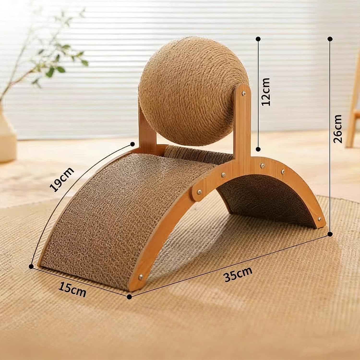 Cat Scratching Ball on Stand, 2-in-1 Interactive Cat Scratcher, with 360° Rotating Sisal Ball, Cats Scratching Post with Arch Bridge Balls for Indoor (2Pcs)