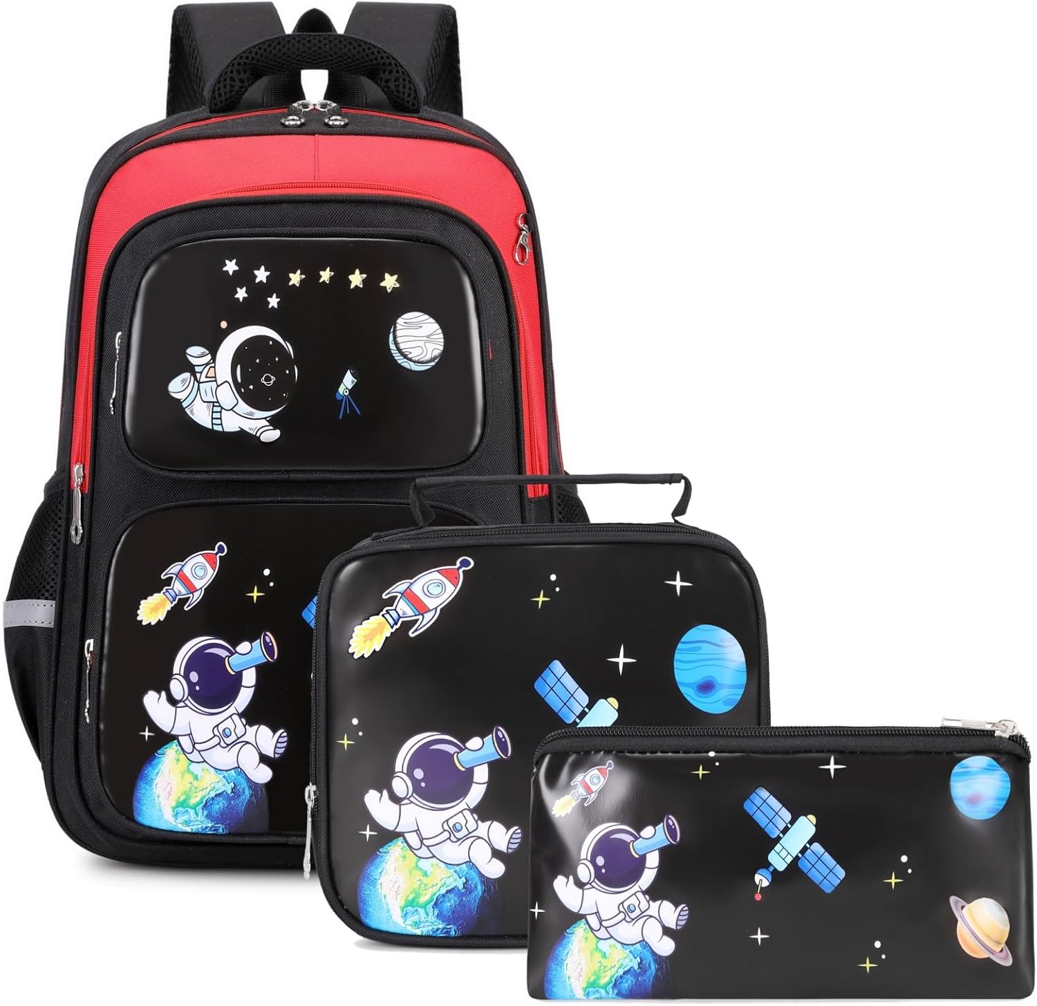 3-in-1 Kids Backpack with Lunch Bag and Pencil Case for Teens Middle School, 17" Large Capacity