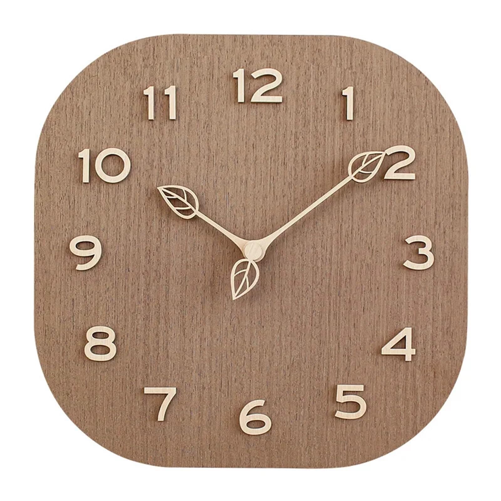 Horloge murale moderne élégante carrée design bois gris 12 pouces salon
