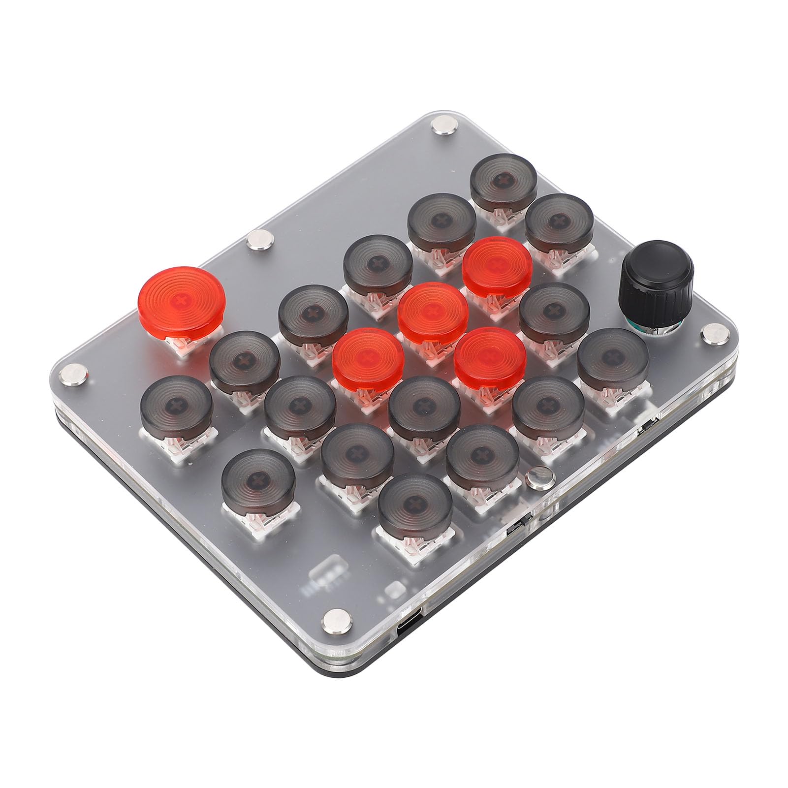 Tyenaza One Handed Macro Mechanical Keyboard 21 Keys 1 Knob USB C BT Connection Red Switch Portable Professional Gaming Keypad