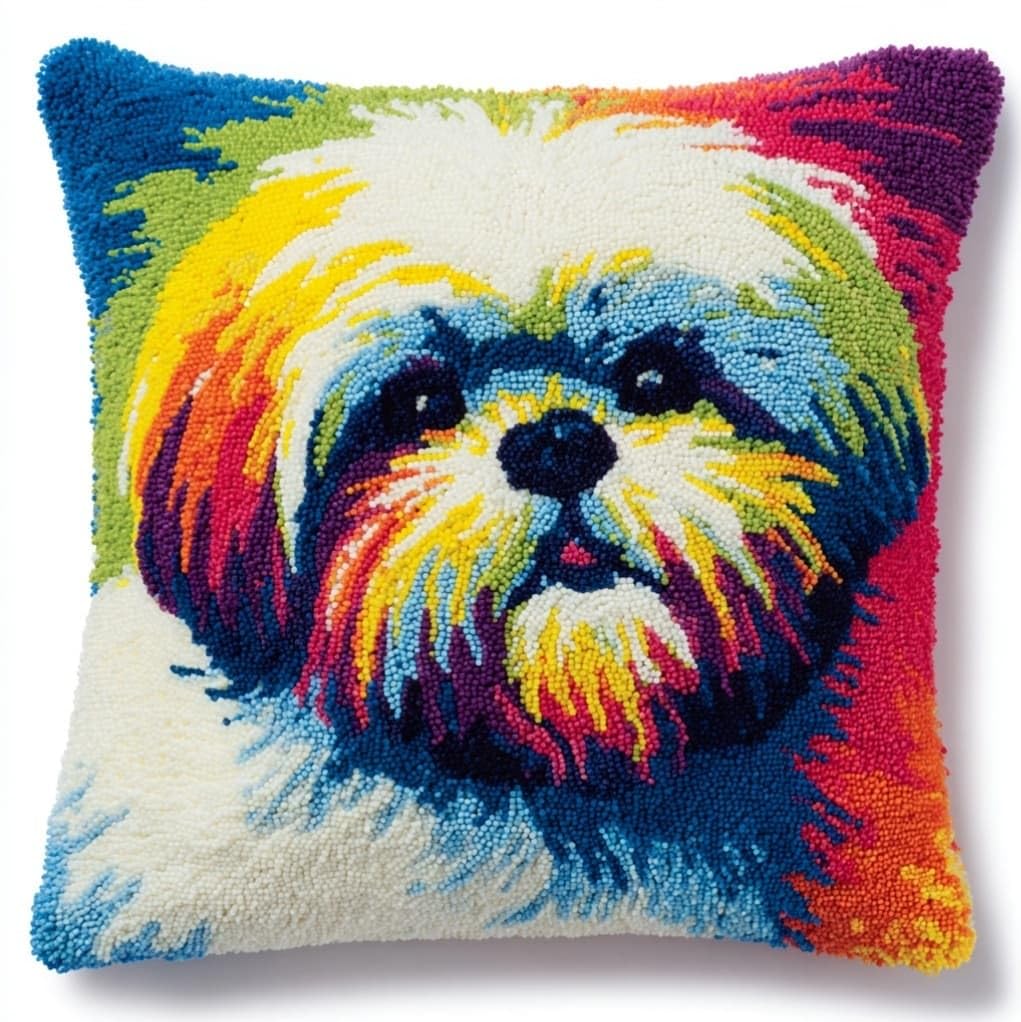AxiangziK Latch Hook Pillow Case Kits,Shih Tzu, Animal Dog