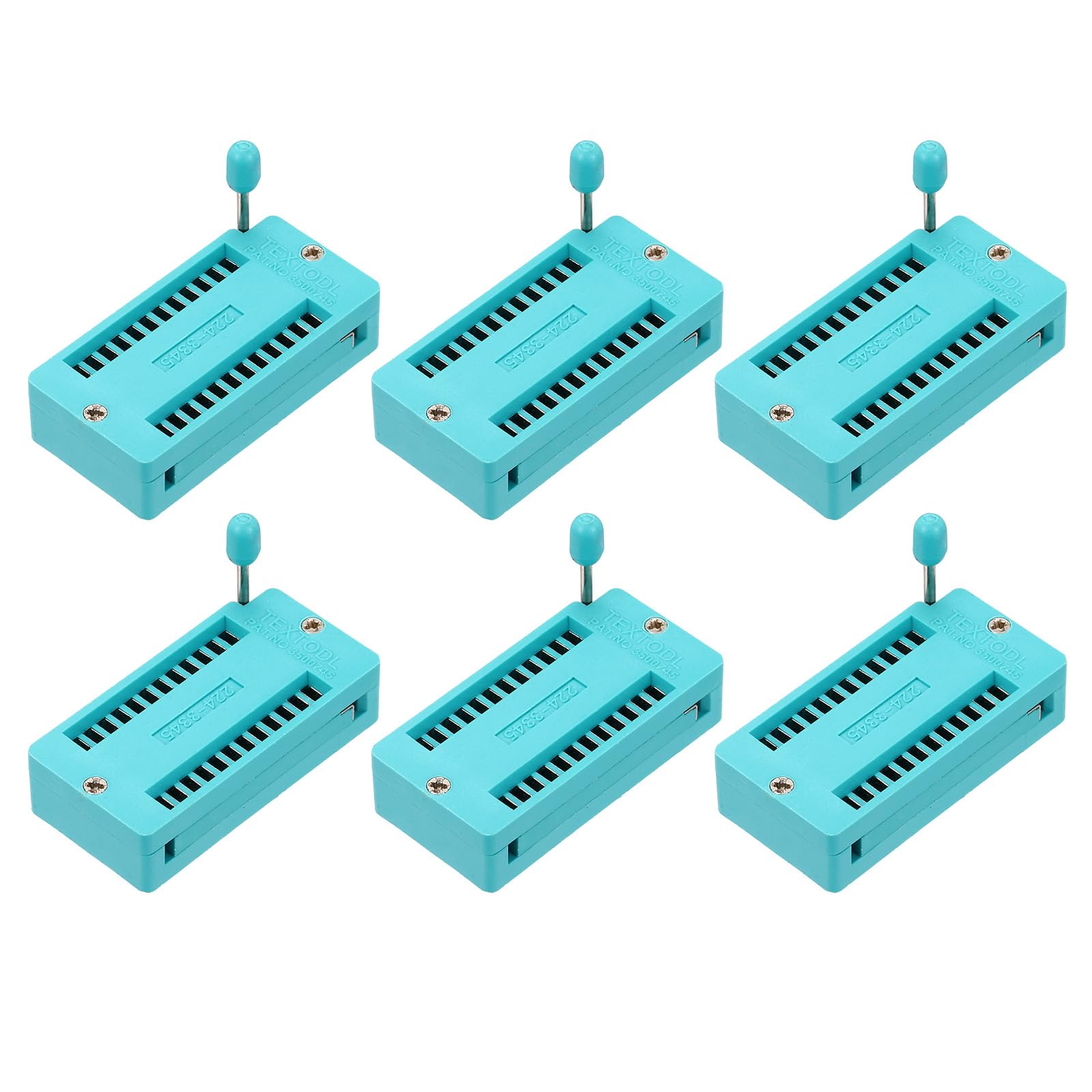 MECCANIXITY 6Pcs Universal IC Test ZIF Socket 24 Pin 2.54mm Pitch DIP Integrate Socket for Microcontroller, Chip, Breadboard