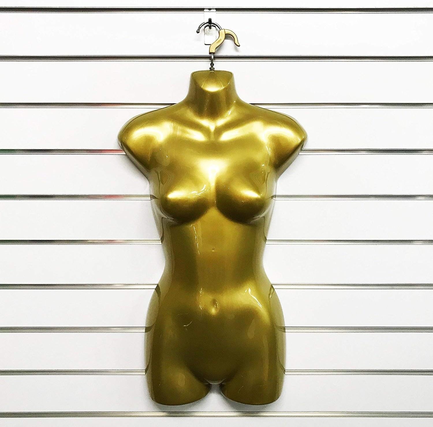 FEMALE MATT AND GLOSS HANGING PLASTIC BODY FORM MANNEQUIN TORSO BUST DISPLAY (Gold)