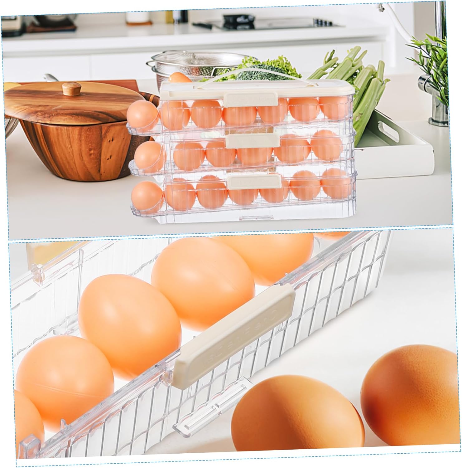 Holder Case Triple Rolling Organizer for Refrigerator Door Storage Space-saving Sleek Creamy Design Capacity for Family Use