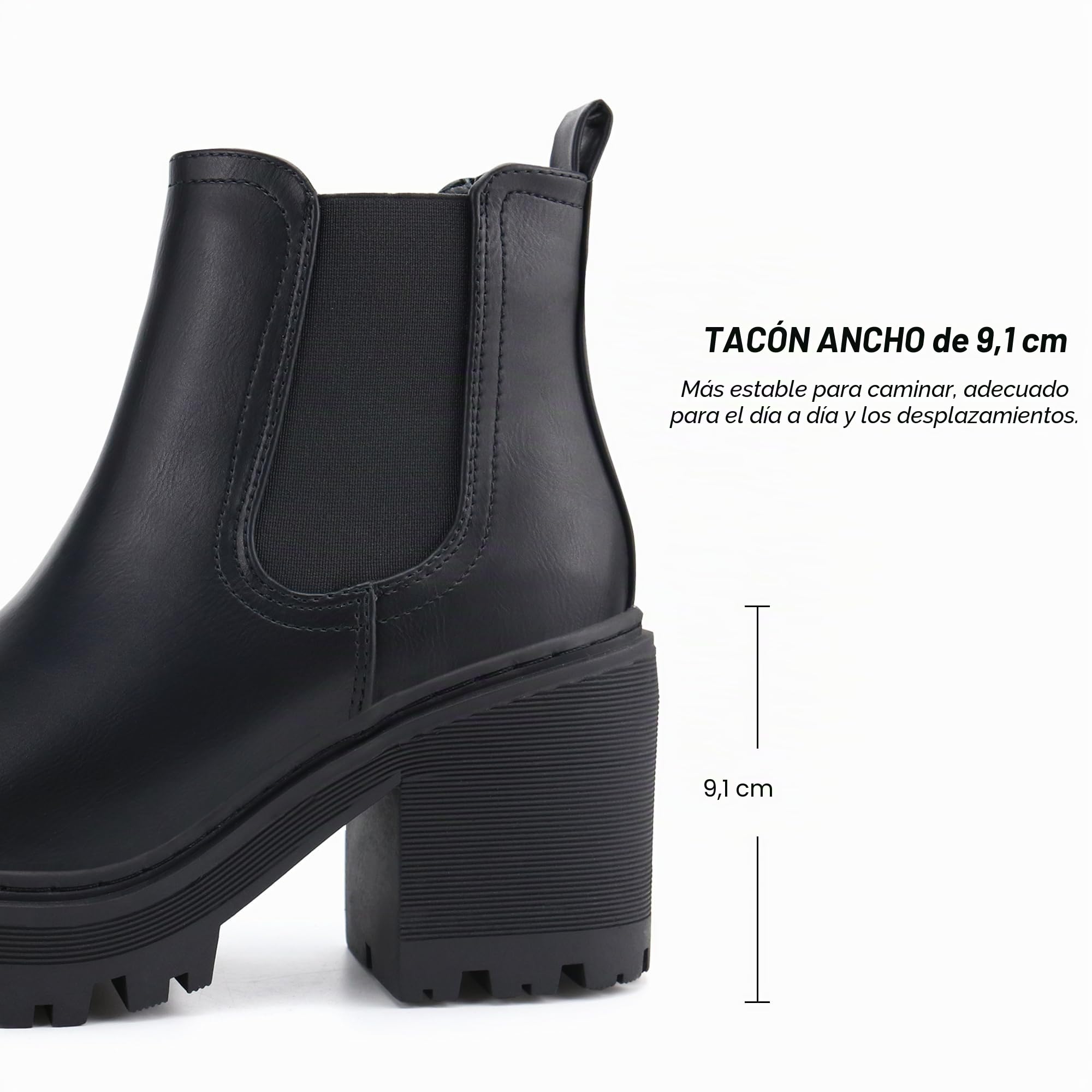 JABASIC Botas Chelsea para mujeres botas de plataforma zapatos clásicos con tacón