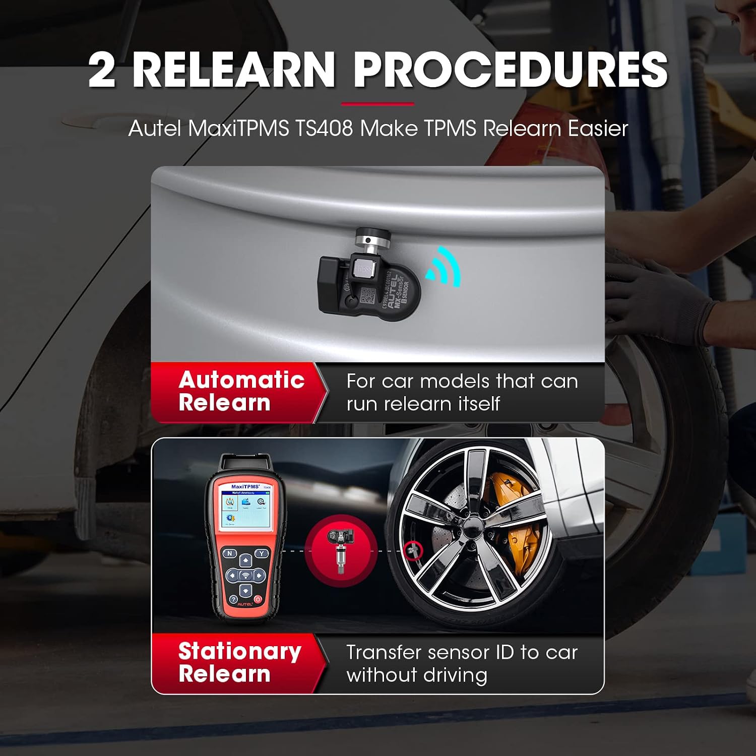 Autel TPMS Relearn Tool TS408, 2023 Upgraded Version of Autel TS401, TPMS Reset, Sensor Activation, Program, Key Fob Testing, with Lifetime Update