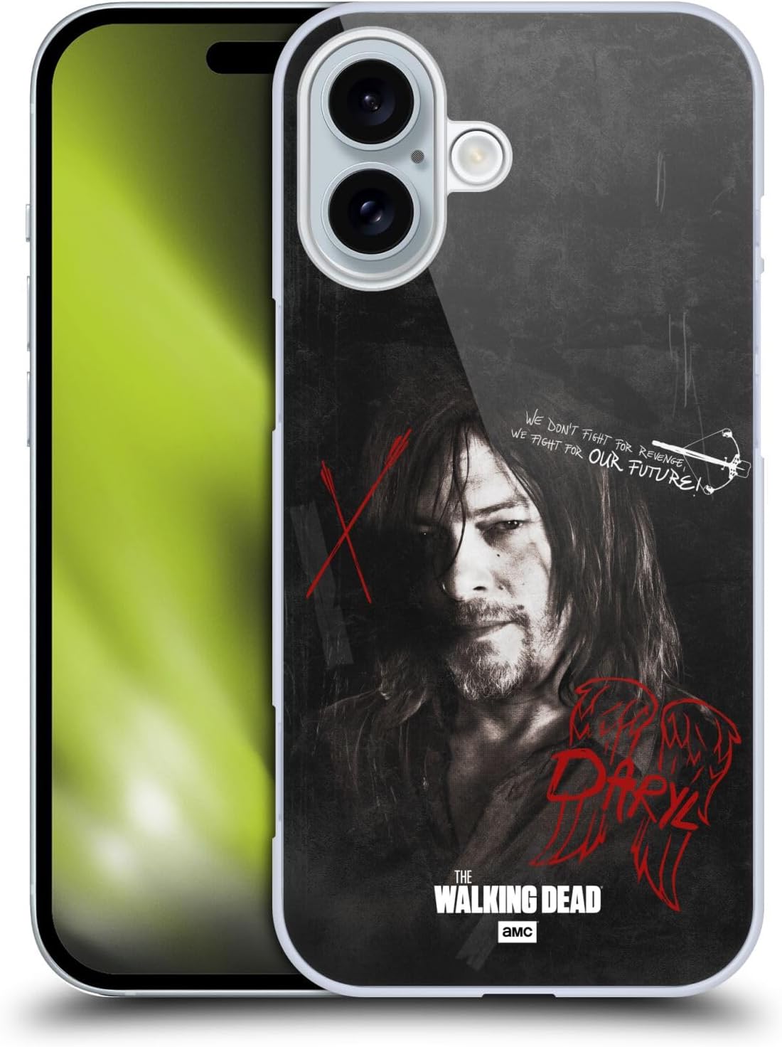 Head Case Designs Officially Licensed AMC The Walking Dead Grafitti Daryl Dixon Iconic Hard Back Case Compatible with Apple iPhone 16