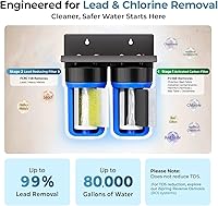 Vista 3 de iSpring WGB21B-PB Sistema de filtración de agua de 2 etapas para toda la casa con bloque de carbono de 10" x 4.5" FC15B y filtro reductor de plomo