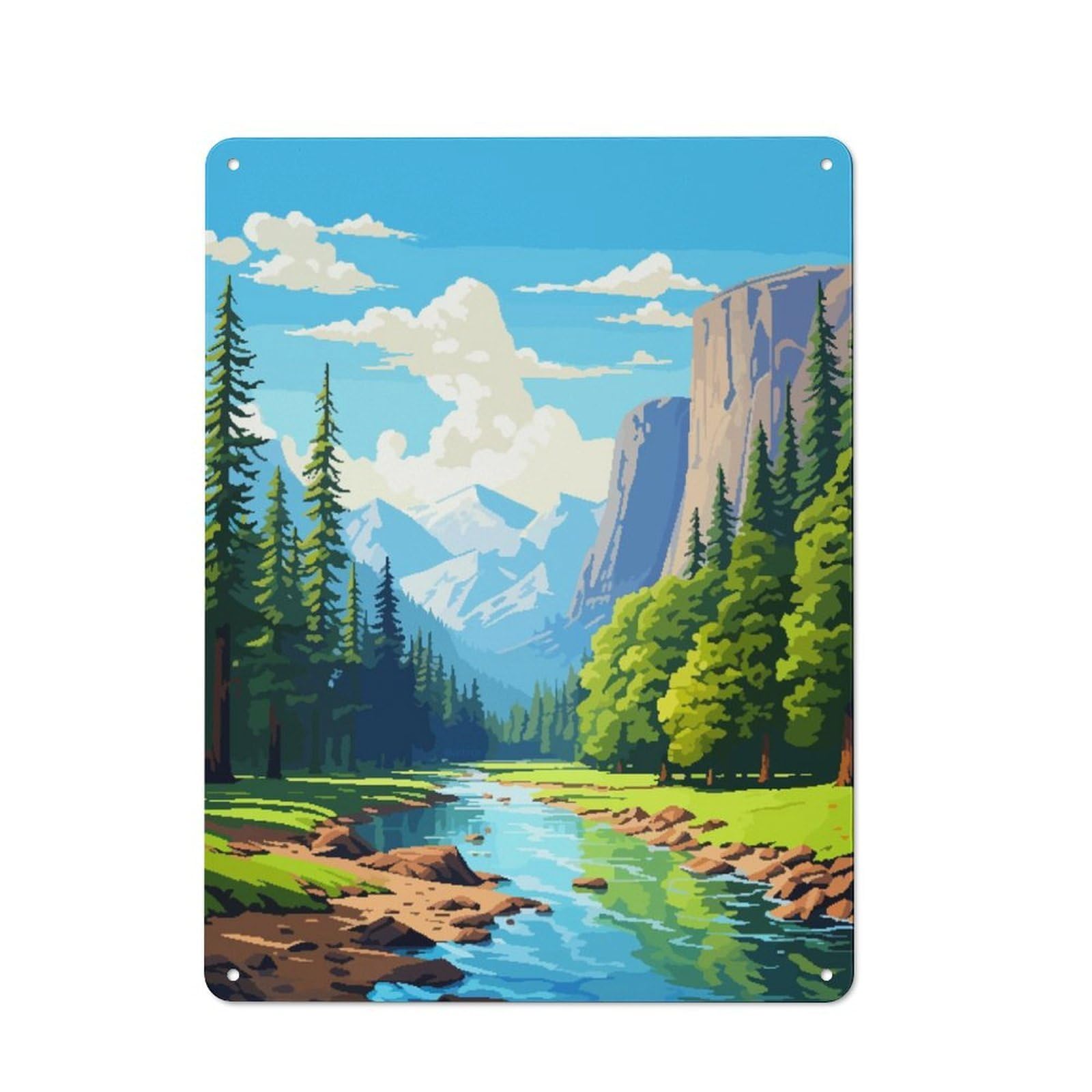 Junmoney Spring Yosemite Pixel Art Retro Metal Wall Sign 40X30cm With For Garage Wall, Suited To Garage Decor Collectors
