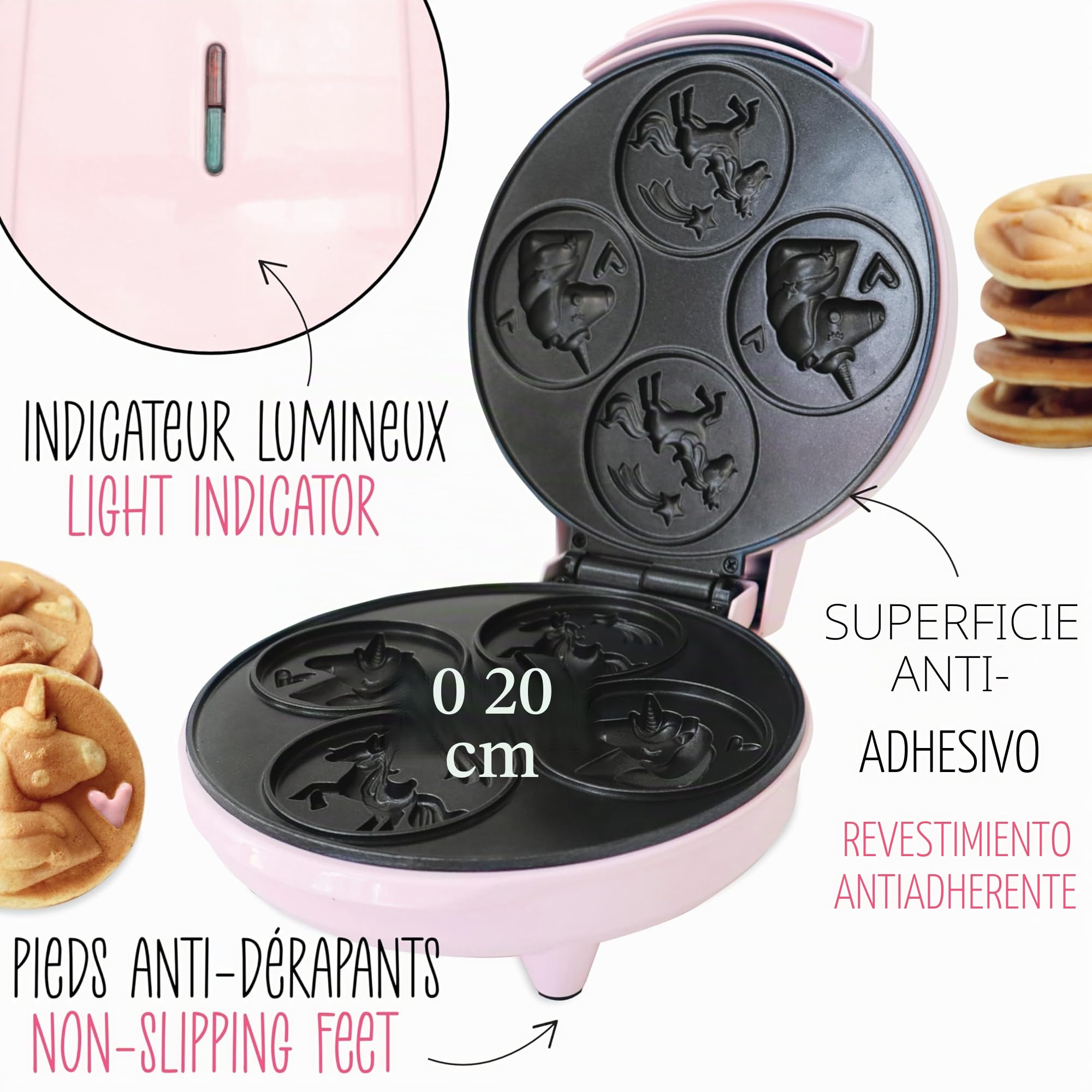 ScrapCooking - Máquina de Gofres y Pancakes Unicornio - Unicorn Waffle Factory - Placa Calefactora Antiadherente - Idea de Regalo para Repostería y Cocina - Receta Incluida - Rosa - 3886