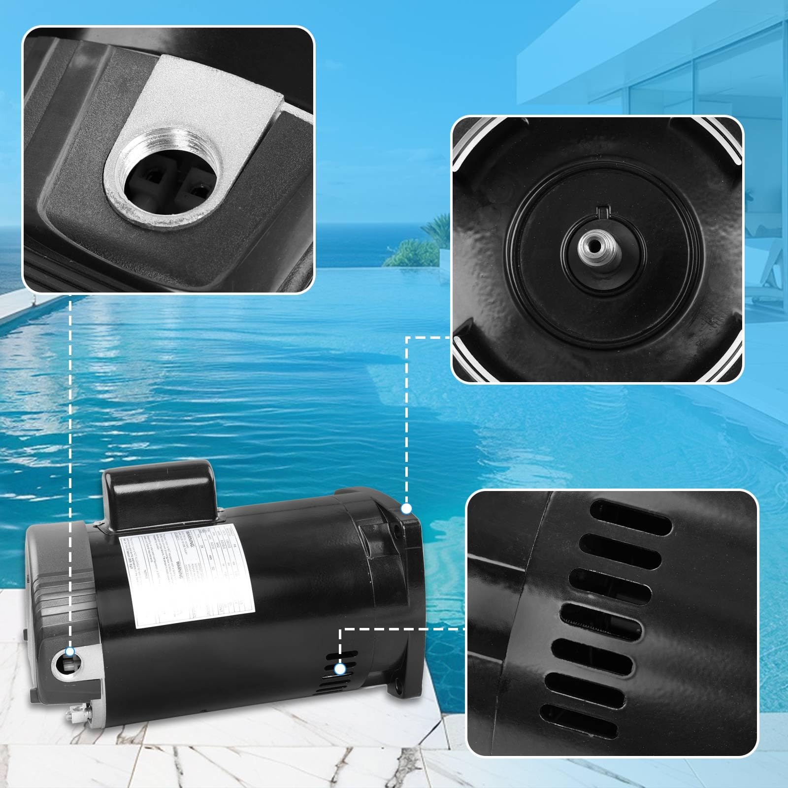 B2854 B854 Pool Pump Motor,1-1/2 HP,56Y Frame,230/115 Volts