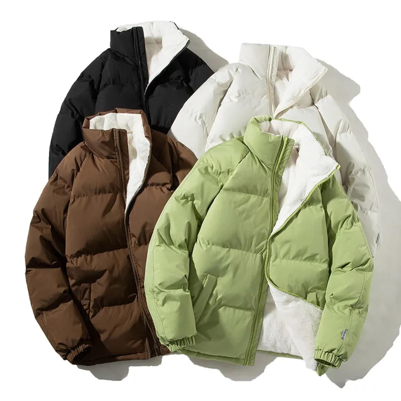 Chaquetas De Pluma Espesar Chaqueta Caliente Hombres Sueltos Abrigos Masculina del Collar Soporte Fleece Puffer Parkas Hombre Harajuku L Negro