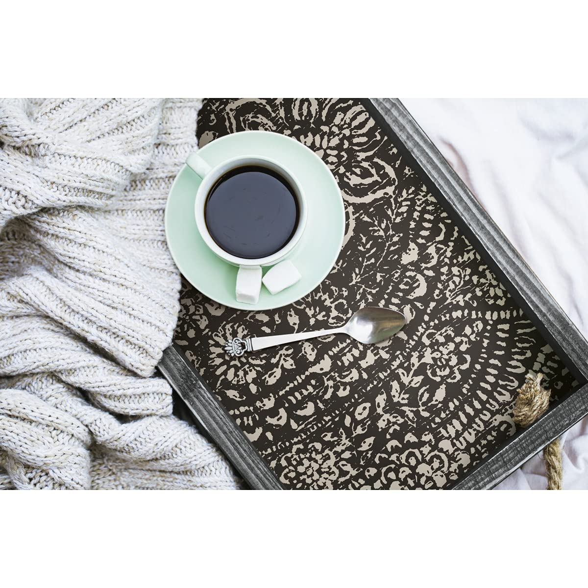 RoomMates RMK11570WP Black and Taupe Ornate Ogee Peel and Stick Wallpaper - Image 3