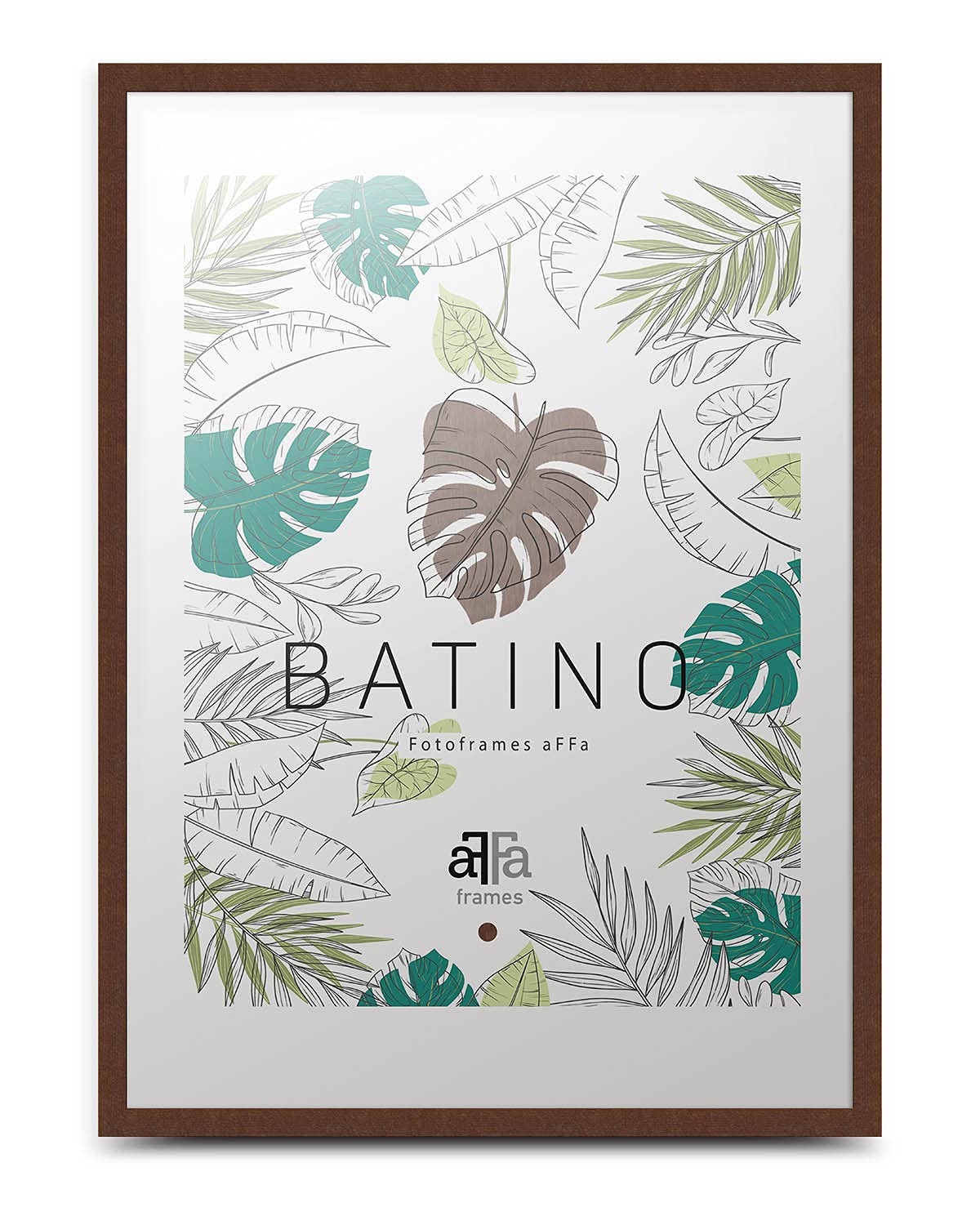 aFFa frames, Batino, Marco de fotos de madera, Ligero, Rectángulo, con frontal de cristal acrílico, Soporte HDF, Marrón, 50 x 70 cm