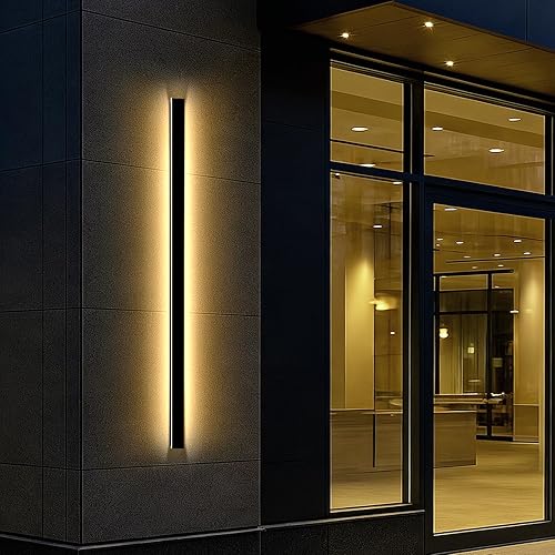 Miniatura 66 de Luz de Pared Exterior, Apliques de Pared Exteriores Modernos de 39 Pulgadas, Luces de Pared Largas Negras Impermeables con Iluminación Cálida, Luz