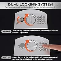 Vista 3 de Dalmbox Caja de seguridad portátil de metal con bloqueo de código digital, almacenamiento resistente al fuego para documentos, caja de seguridad