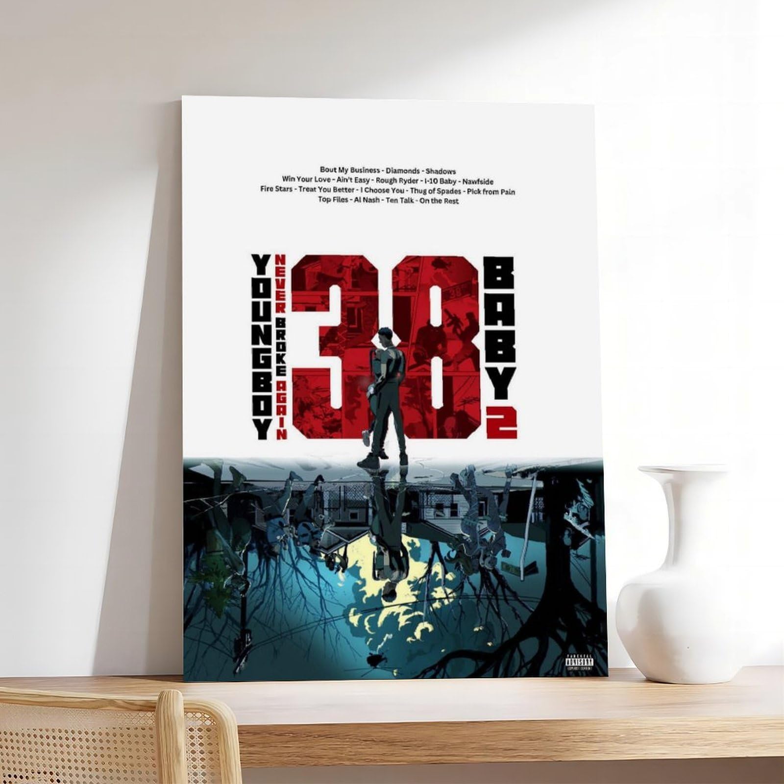 PUOGRD YoungBoy - Poster con download digitale, 38 album Baby 2, copertina di album musicali, decorazione da parete, decorazione per ufficio