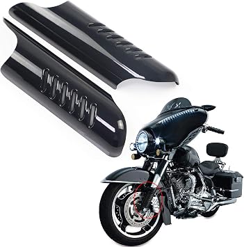 Black Fork Lower Leg Deflector Fender Boss Covers For Harley Touring Electra Road Street Tri Glide FLHT 2000-2013