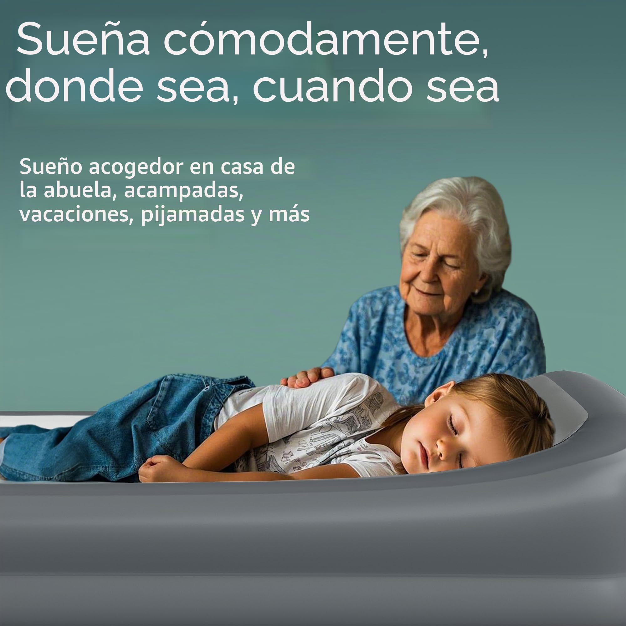GloTika Cama inflable de viaje para niños, colchón de aire portátil con parachoques de seguridad, ideal para viajes o uso doméstico, incluye bomba y bolsa de transporte