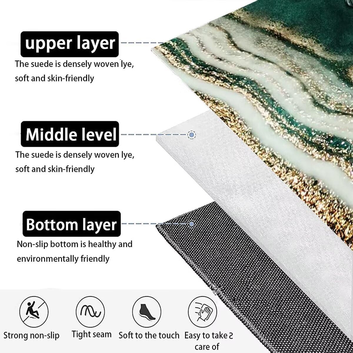 Modern Emerald Green Marble Area Rug 4X6ft Contemporary Abstract Swirl Waves Texture Print Rugs for Bedroom Bedside Home Office Decor Mats