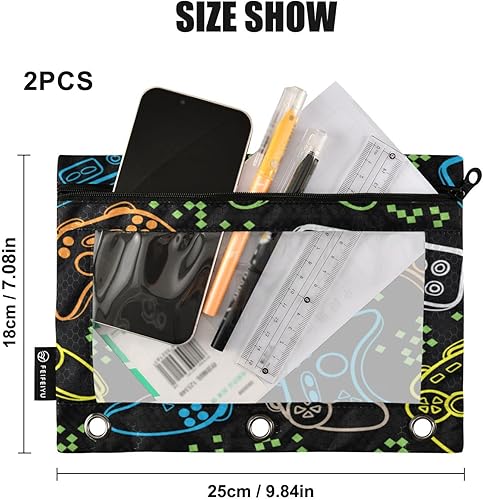 Miniatura 3 de xigua Joystick - Paquete de 2 bolsillos con cremallera para lápices para niños y niñas, gran capacidad, resistente al agua, bolsillo duradero de 3