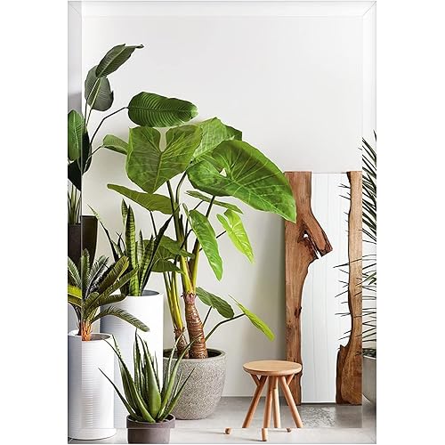 PANDEELS Bathroom Rectangle Mirror Frameless Right Corner 24"x 36"- Beveled Polished Edge - Hanging Wall Mounted Decorative for Living Room, Bedroom, Entryway