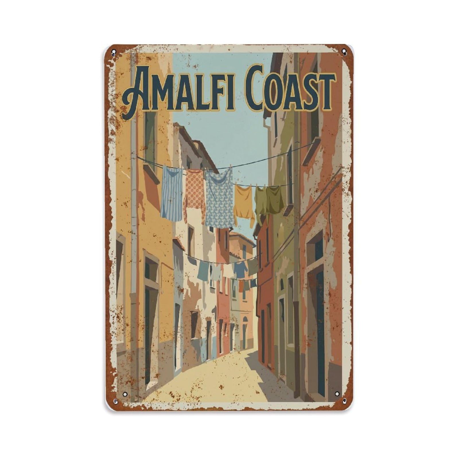 Vintage Travel Alley Italy Narrow（1） Metal Tin Sign Plaque Wall Decor for Cafe, Club Bar, Office, Home Garden Metal Poster 8x12Inch