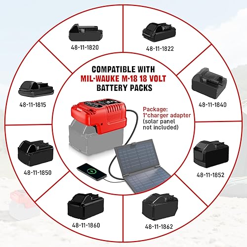 Miniatura 2 de Cargador solar para batería Milwaukee de 18 V, para paneles solares (no incluye trabajo para carga Milwaukee 18 V M18 batería de herramienta