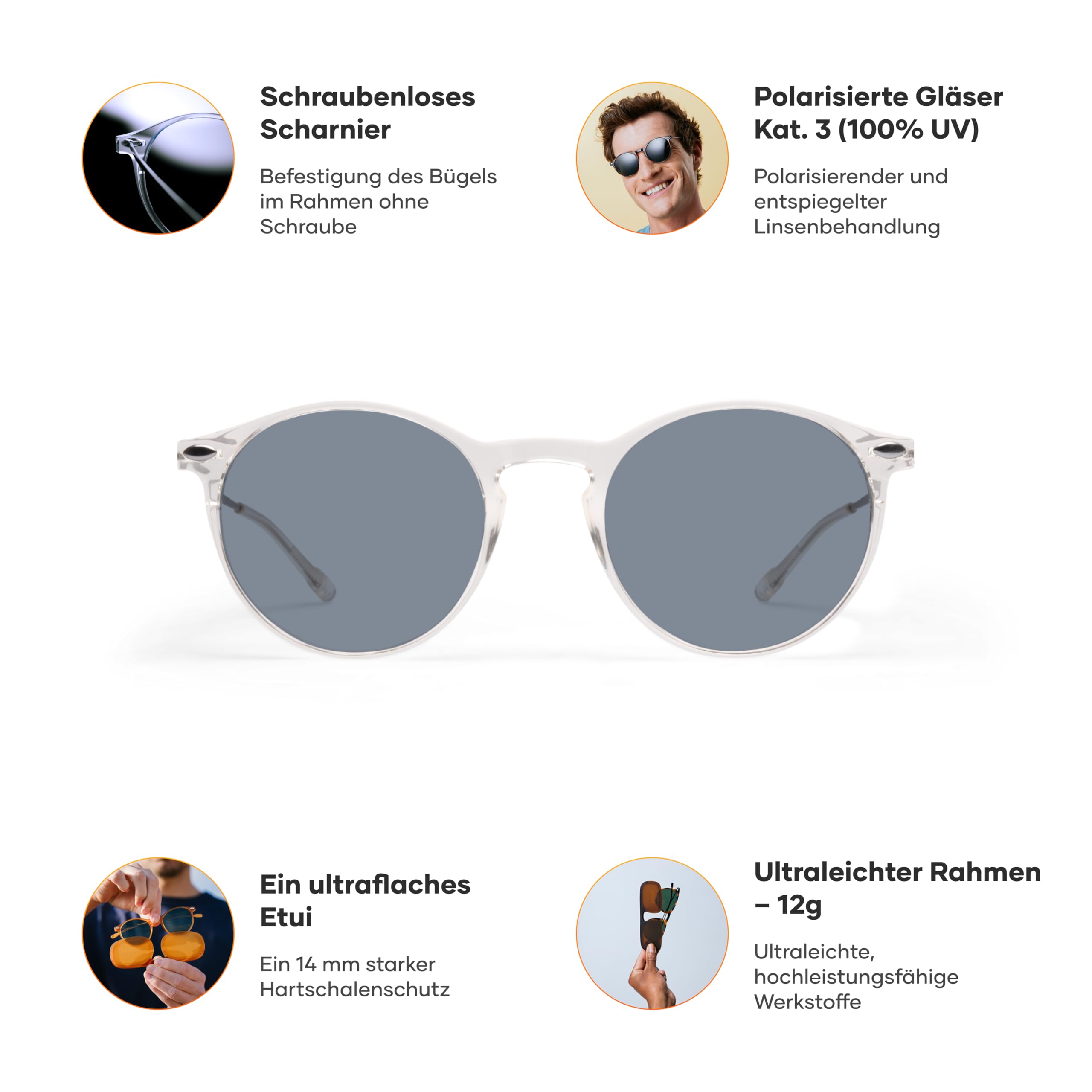 Nooz Optics Unisex Polarisierte Sonnenbrille – Schlank & Stilvoll, 100% UV-Schutz Sonnenbrille für Männer & Frauen mit kompaktem Etui