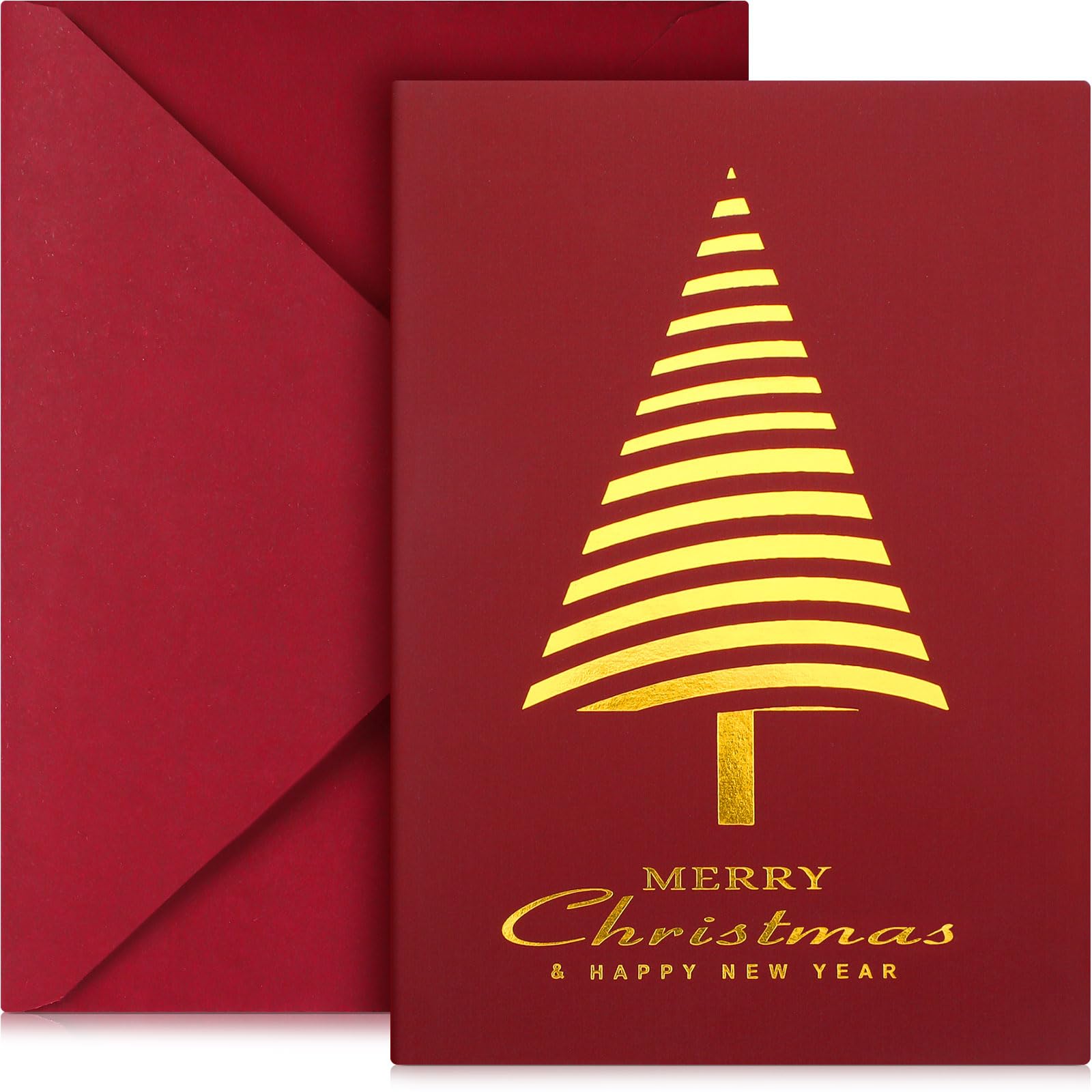 Cholemy 100 tarjetas de Feliz Navidad en caja con sobres, tarjetas navideñas de 5.5 x 4 pulgadas, tarjeta de felicitación de Navidad con impresión de lámina dorada, regalo de Navidad para amigos,