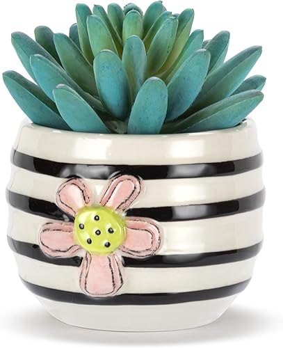 Vista 19 de DEMDACO Heartful Home by Tracy Pesche Collection Mini suculentas falsas corazones rojos lunares negros 2 x 1.5 gres decorativo para decoración