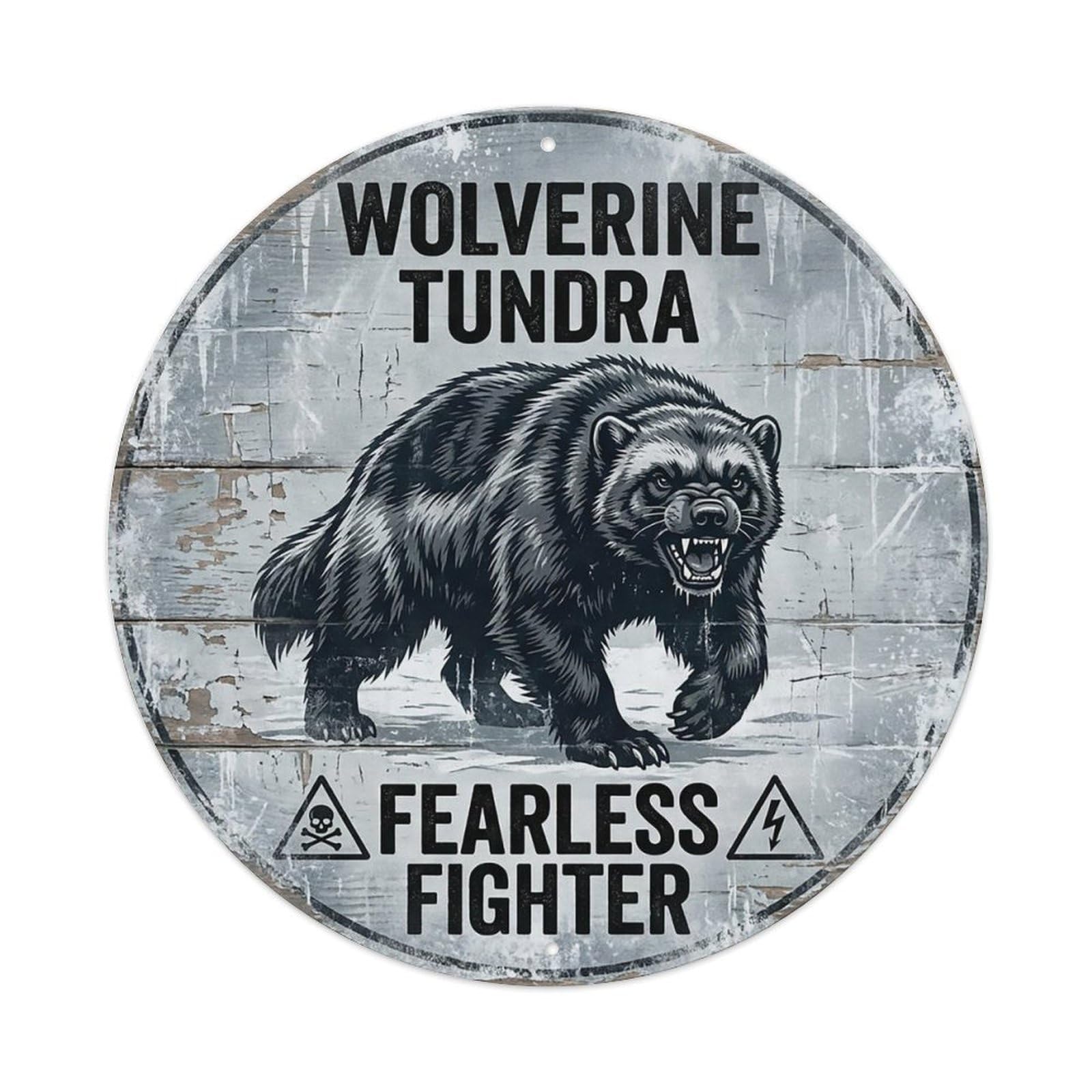 Cxhjca 8X8inch(20X20cm) Wolverine Tundra Fearless Fighter Metal Tin Sign