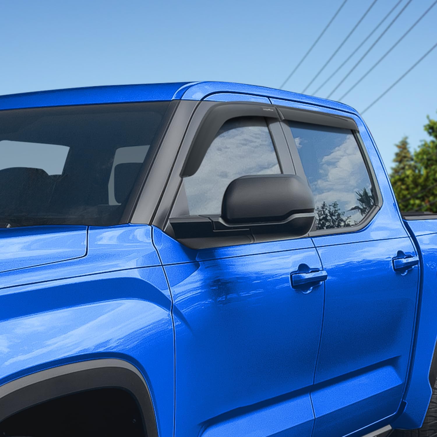 Goodyear Shatterproof Window Deflectors for Toyota Tundra 2022-2026 CrewMax, Tape-on Rain Guards, Window Visors, Vent Deflector Visor,Car Accessories,4 pcs. - GY008855