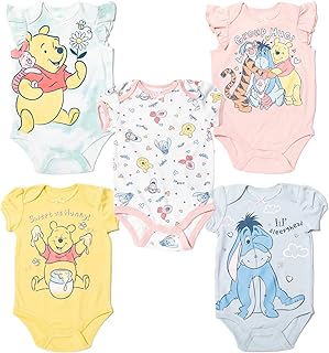 Classics The Aristocats Lion King Winnie the Pooh Pixar Toy Story Baby Girls 5 Pack Bodysuits Newborn to Infant