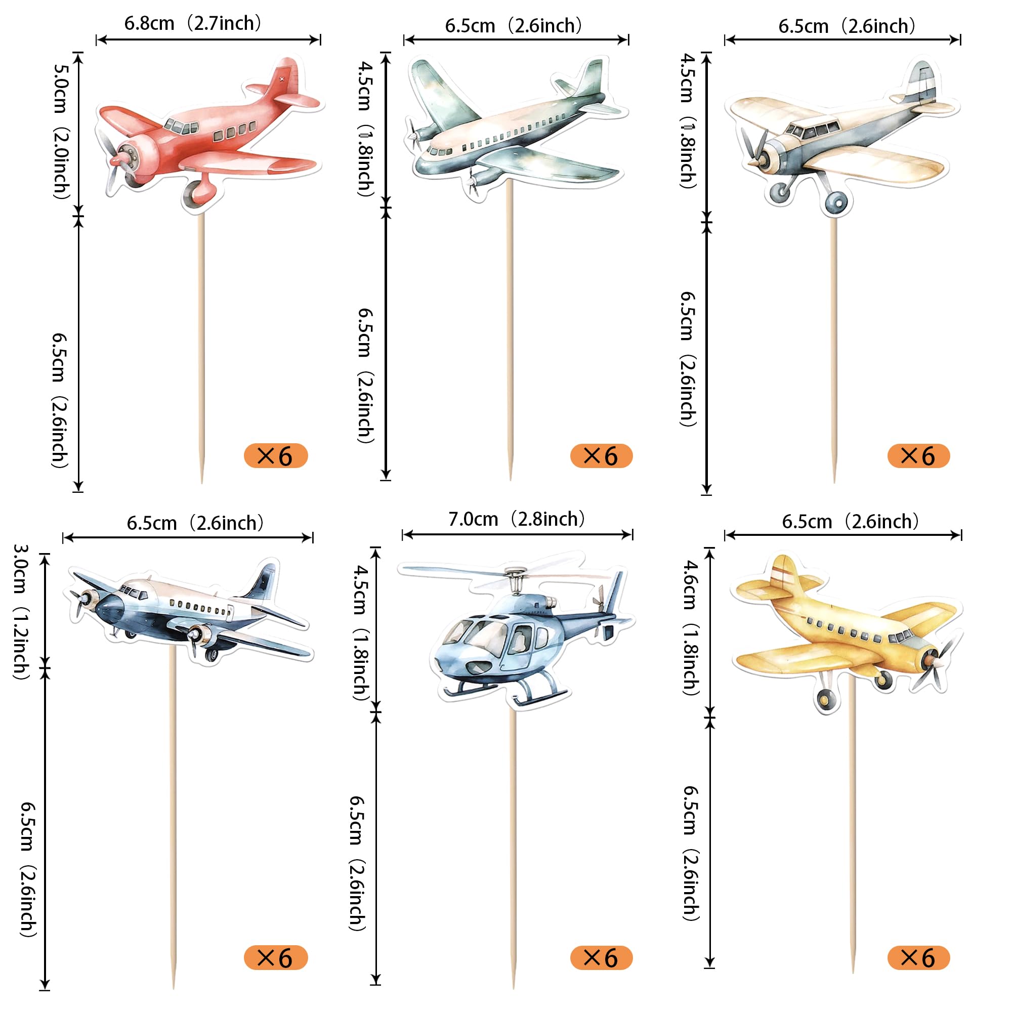 Rsstarxi 36 Pack Airplane Cupcake Toppers Travel Themed Party Decorations Aircraft Plane Cupcake Picks for Aviation Fighter Theme Baby Shower Birthday Party Cake Decorations
