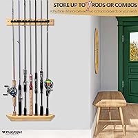 Vista 2 de THKFISH Bastidores de caña de pescar para garaje de madera, caña de pescar, tienda de 7 combos de caña de pescar, 1 par