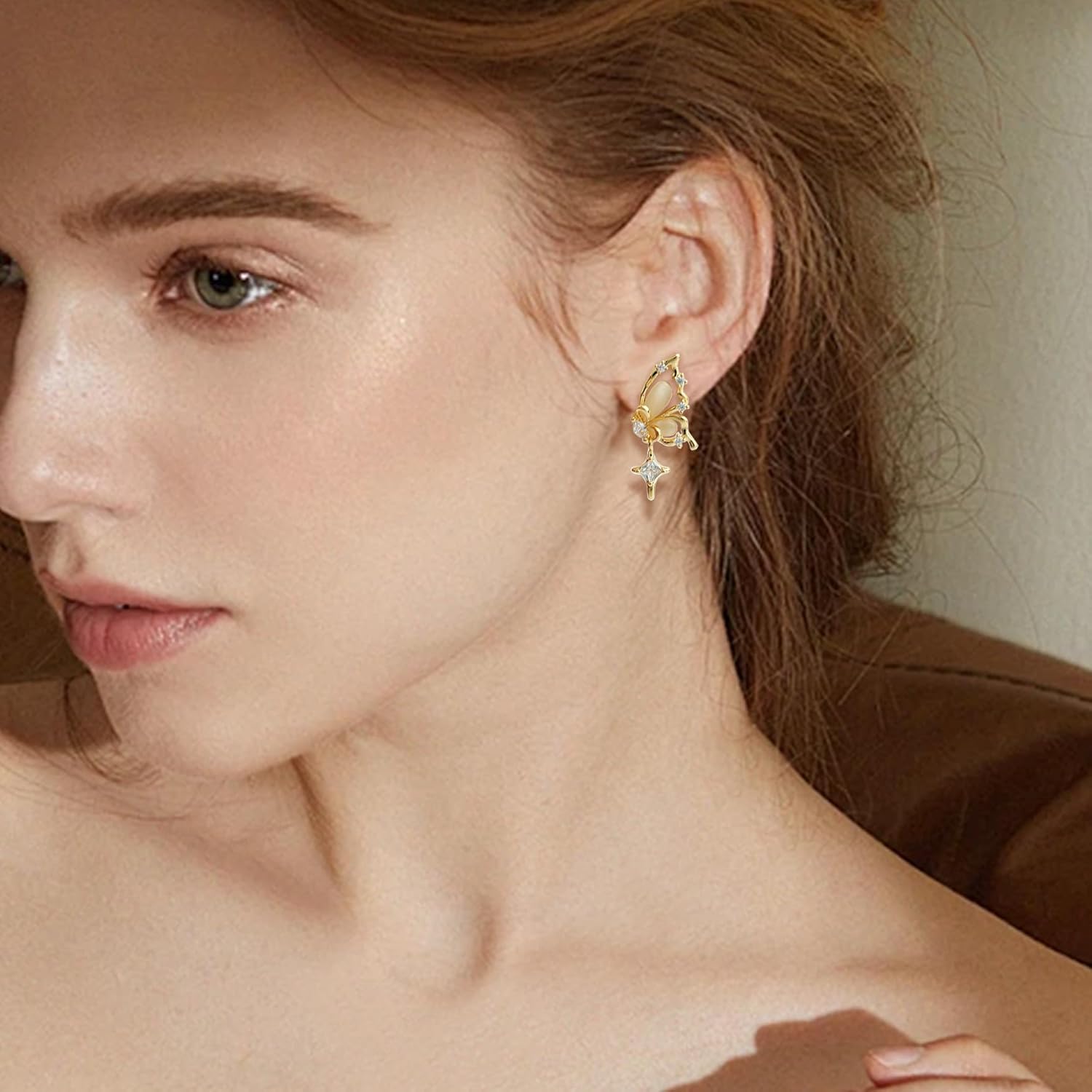 Jean Beau Pearl Flower Leaf Stud Earrings for Women Statement Cluster CZ Pearls Earring Gold Plated Sterling Silver Wedding Prom Birthday Fashion Jewelry Gift - Image 2