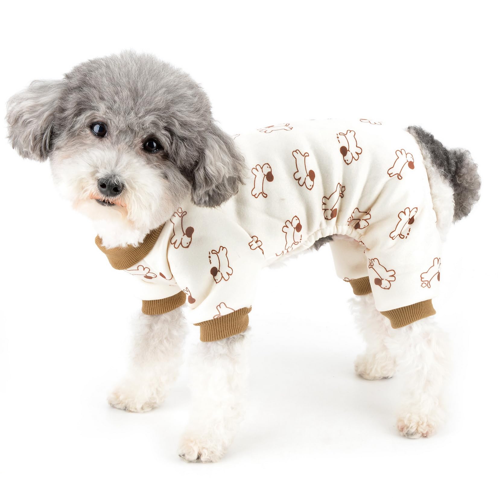 Zunea Small Dog Pajamas – 4-Leg Cotton Jumpsuit, Animal Print, Lightweight For Yorkie Chihuahua - View #4