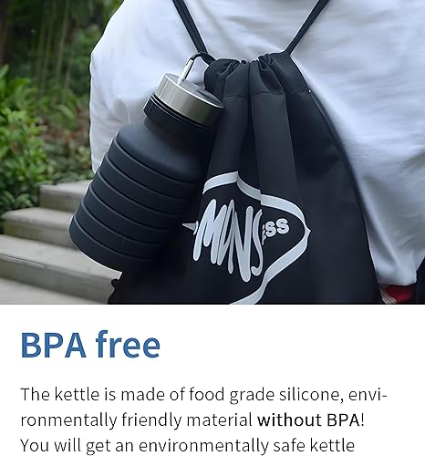 Miniatura 5 de BEQU Botella de agua plegable de silicona de 18.6 fl oz18 onzas líquidas, reutilizable, sin BPA, apta para lavavajillas, portátil, a prueba de