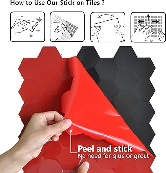 KASARO Hexagon Peel and Stick Backsplash, 10-Sheet Self Adhesive Metal Tile, Aluminum Mosaic for Kitchen, Bathroom, RV Wall Decor (12 x 12, Covers 9 Sq Ft), Golden