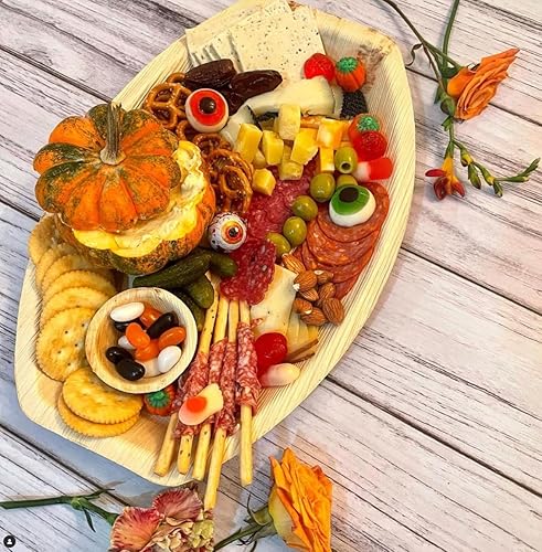 Miniatura 2 de Bandejas desechables de hoja de palma de 13 x 9 pulgadas (10 piezas) platos de bambú para servir, tableros desechables, vajilla ecológica para